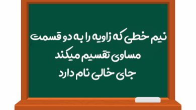 نیم خطی که زاویه را به دو قسمت مساوی تقسیم میکند جای خالی نام دارد