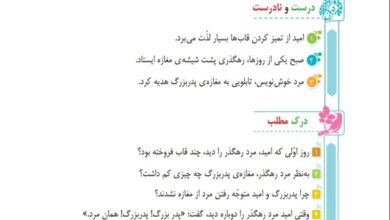 جواب درست و نادرست و درک مطلب درس سیزدهم فارسی پنجم