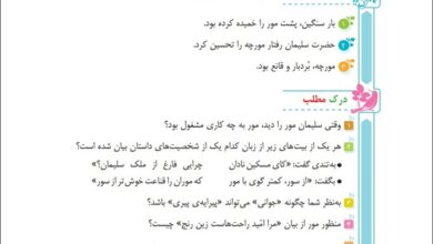 جواب درست و نادرست و درک مطلب درس هفدهم فارسی پنجم