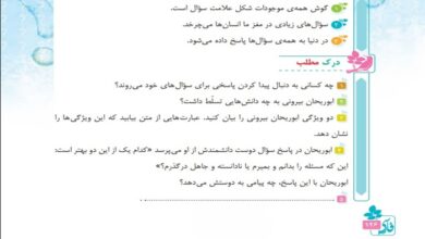 جواب درک مطلب و درست و نادرست درس 16 شانزدهم فارسی چهارم