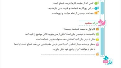 جواب درک مطلب و درست و نادرست درس چهاردهم فارسی پنجم