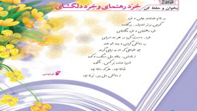 معنی شعر خرد رهنمای خرد دلگشای پنجم دبستان