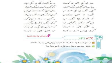 معنی کلمات شعر چشمه و سنگ فارسی پنجم