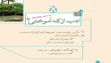 معنی کلمات و متن درس چهاردهم ادب از که آموختی فارسی چهارم