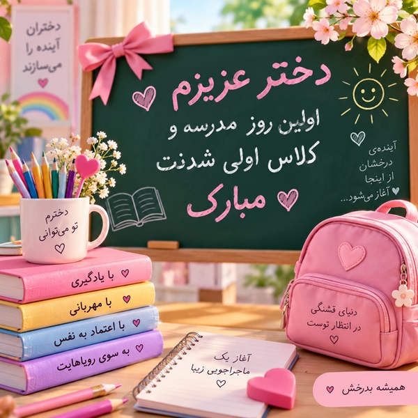 متن زیبا برای کلاس اول دخترم
