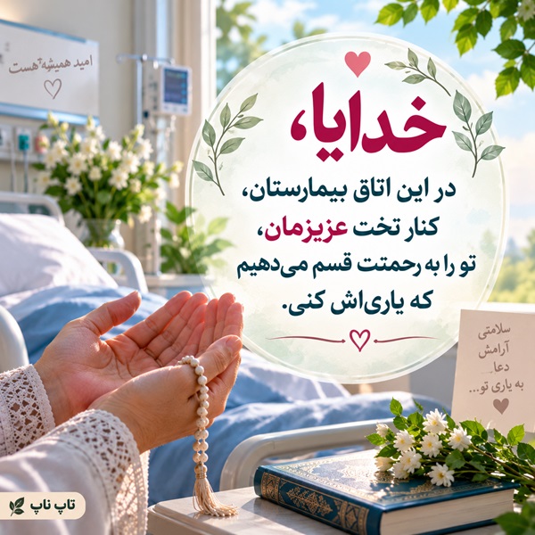 عکس نوشته و جملات کوتاه قسم دادن خدا برای شفای مریض در بیمارستان