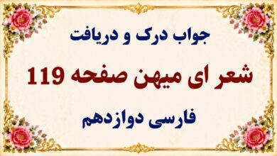 جواب درک و دریافت شعر ای میهن صفحه ۱۱۹ فارسی دوازدهم