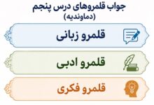 جواب قلمرو زبانی، ادبی و فکری درس پنجم فارسی دوازدهم