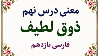 معنی درس نهم ذوق لطیف فارسی یازدهم