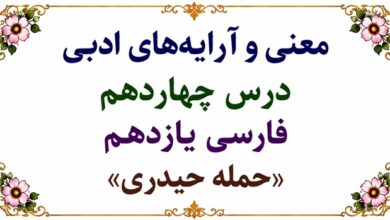 معنی شعر حمله حیدری درس چهاردهم فارسی یازدهم
