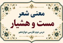 معنی و آرایه‌های شعر مست و هشیار درس دوم فارسی دوازدهم