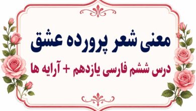 معنی شعر پرورده عشق درس ششم فارسی یازدهم