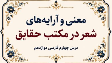 معنی و آرایه های شعر در مکتب حقایق فارسی دوازدهم