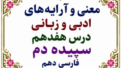 معنی و آرایه‌ های ادبی و زبانی درس هفدهم سپیده دم فارسی دهم