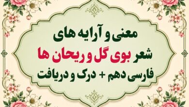 معنی و آرایه‌های شعر بوی گل و ریحان‌ها فارسی دهم صفحه ۵۷