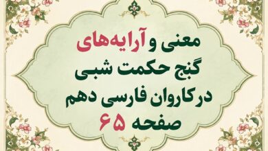 معنی و آرایه‌های گنج حکمت شبی در کاروان فارسی دهم صفحه ۶۵
