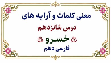 معنی کلمات و آرایه‌ های درس شانزدهم خسرو فارسی دهم