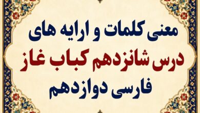 معنی و آرایه‌های درس شانزدهم کباب غاز فارسی دوازدهم