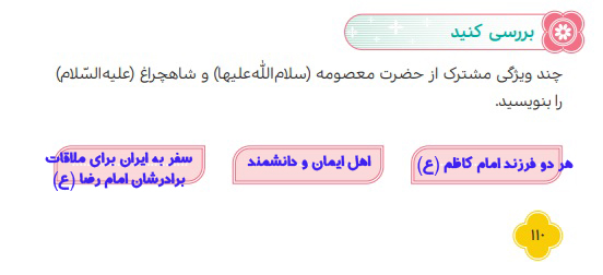 پاسخ بررسی کنید صفحه ۱۱۰ هدیه های آسمانی پایه ششم