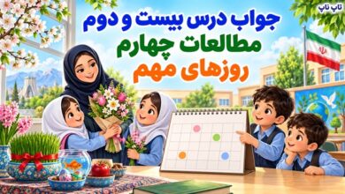 جواب درس بیست و دوم مطالعات چهارم روزهای مهم