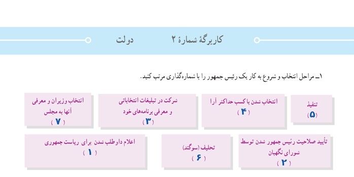 جواب فعالیت صفحه ۲۱ مطالعات هشتم