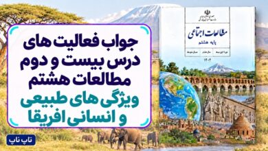 جواب فعالیت های درس بیست و دوم مطالعات هشتم ویژگی های طبیعی و انسانی افریقا