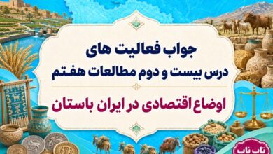 جواب فعالیت های درس بیست و دوم مطالعات هفتم اوضاع اقتصادی در ایران باستان