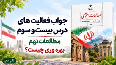 جواب فعالیت های درس بیست و سوم مطالعات نهم بهره وری چیست