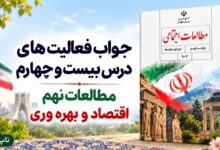 جواب فعالیت های درس بیست و چهارم مطالعات نهم اقتصاد و بهره وری