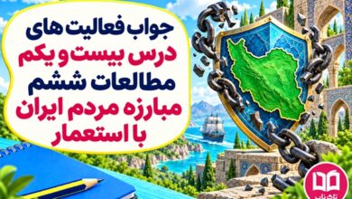 جواب فعالیت های درس بیست و یکم مطالعات ششم مبارزه مردم ایران با استعمار