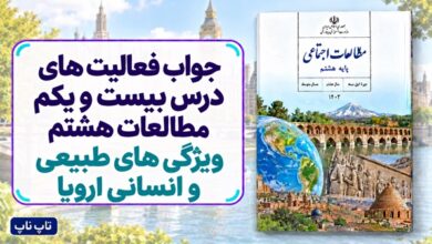 جواب فعالیت های درس بیست و یکم مطالعات هشتم ویژگی های طبیعی و انسانی اروپا