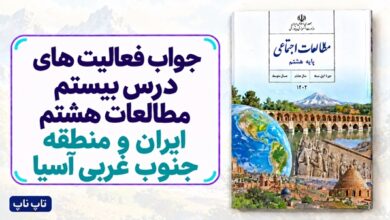 جواب فعالیت های درس بیستم مطالعات هشتم ایران و منطقه جنوب غربی آسیا