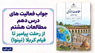 جواب فعالیت های درس دهم مطالعات هشتم از رحلت پیامبر تا قیام کربلا نینوا