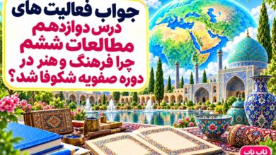 جواب فعالیت های درس دوازدهم مطالعات ششم فرهنگ و هنر در دوره صفویه