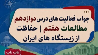 جواب فعالیت های درس دوازدهم مطالعات هفتم حفاظت از زیستگاه های ایران