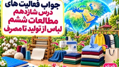 جواب فعالیت های درس شانزدهم مطالعات ششم لباس از تولید تا مصرف