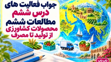 جواب فعالیت های درس ششم مطالعات ششم محصولات کشاورزی از تولید تا مصرف