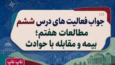 جواب فعالیت های درس ششم مطالعات هفتم بیمه و مقابله با حوادث