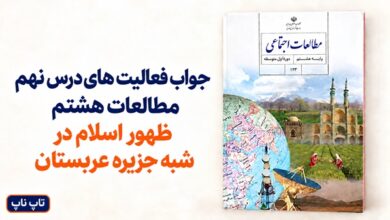 جواب فعالیت های درس نهم مطالعات هشتم ظهور اسلام در شبه جزیره عربستان