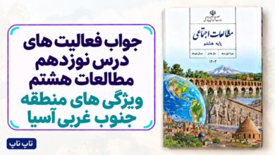 جواب فعالیت های درس نوزدهم مطالعات هشتم ویژگی های منطقه جنوب غربی آسیا