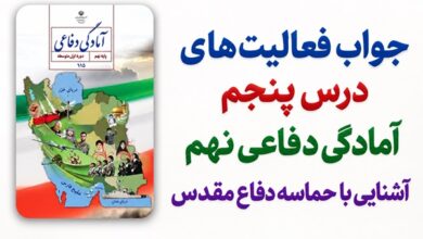 جواب فعالیت های درس پنجم آمادگی دفاعی نهم آشنایی با حماسه دفاع مقدس