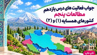 جواب فعالیت های درس یازدهم مطالعات پنجم کشورهای همسایه ۱ و ۲