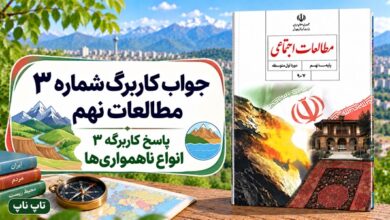 جواب کاربرگ شماره ۳ مطالعات نهم انواع ناهمواری ها