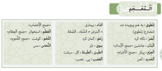 معنی کلمات جدید درس اول عربی دوازدهم انسانی